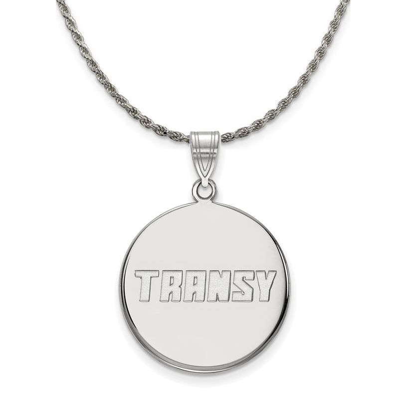 Sterling Silver Transylvania U. Large Disc Pendant Necklace - 20 Inch